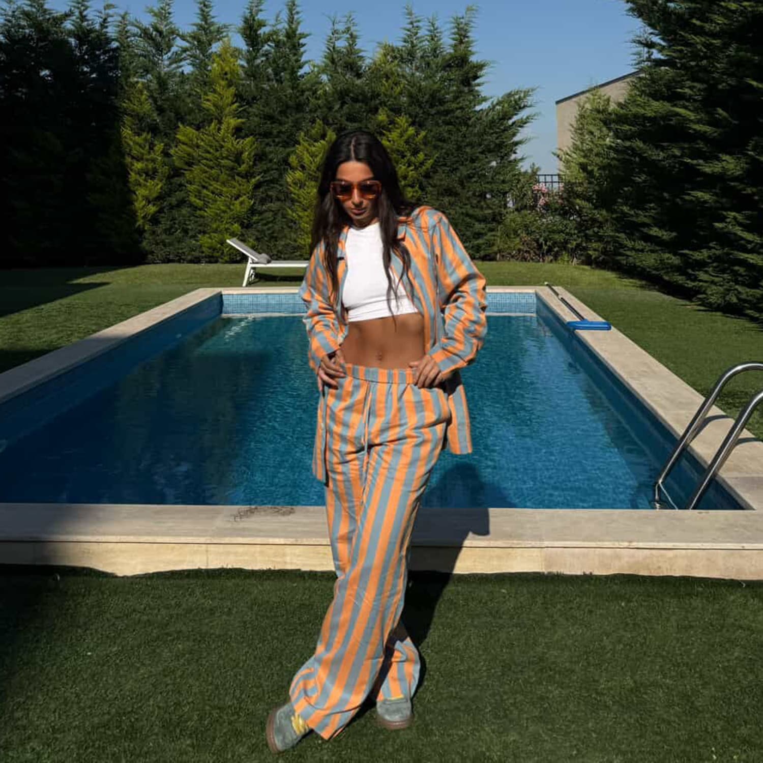 Uno Wide Leg Orange & Blue